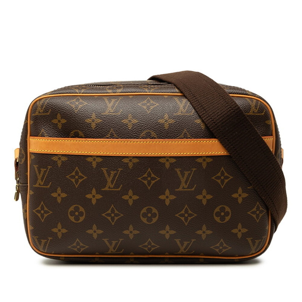 Louis Vuitton Monogram Reporter PM Crossbody Shoulder Bag M45254 Brown Leathe...
